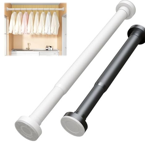 Duschvorhangstange Teleskopstange Ausziehbare Spannstange Aus Edelstahl Ohne Bohren Gardinenstange Mini Teleskopstange Für Badezimmer Badewanne Schrank Kleiderstange(Weiß,50-80cm)