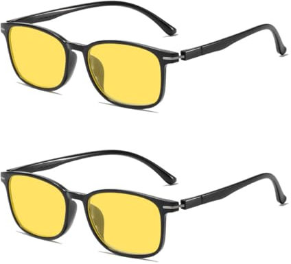 HIXNUG 2pcs Polarized Night Driving Glasses Anti Glare Yellow Tinted Lenses for Men & Women Retro Driving Polarized Sunglasses