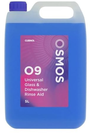 OSMOS Universal Glass & Dishwasher Rinse Aid (2x5Ltr) | Speeds up automatic drying cycles to eliminate cloudy water spots and mineral streaks on catering crockery or tableware.
