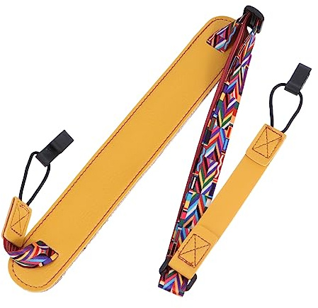 OFFSCH PU Leather Ukulele Strap Adjustable Double Hook No Drill Shoulder Belt for Adults Boys and Girls Ethnic Style