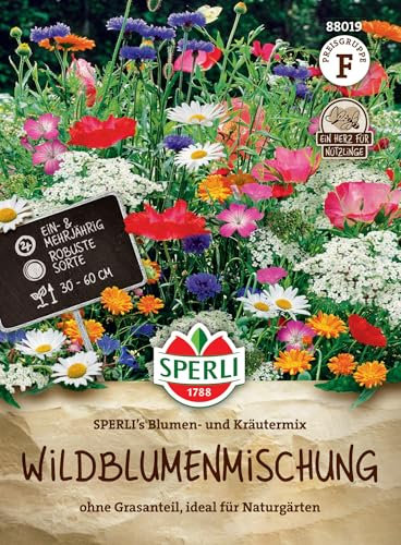Sperli Miscela di semi di campo selvatico SPERLI's mix di fiori ed erbe 88019 | Prato floreale profumato | Semi di fiori per insetti utili | Miscela di fiori da uno a perenne