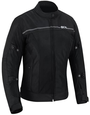BOSmoto Damen Motorradsommerjacke – Textiljacke Schwarz mit CE-Protektoren für den Sommer,Damen Motorrad Roller Textil Jacke.Motorrad Jacke (DE/NL/SE/PL, Alphanumerisch, XXL, Regular, Regular, BLACK)