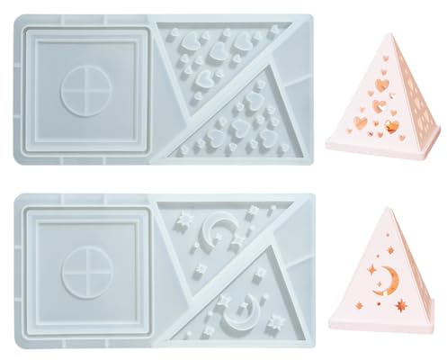 UR URLIFEHALL 2 Pezzi Stampi in Silicone per Candelabri a Forma di Piramide Stampi per Colata in Resina per Portacandele Ornamenti Artigianato Decorazione Casa Festa