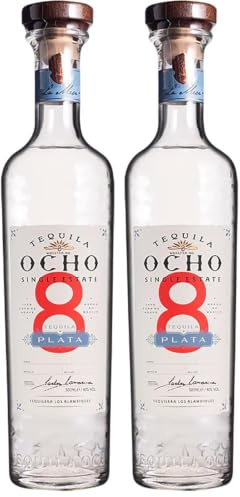 Ocho Blanco Tequila, 50 cl - Award Winning Premium Tequila - Made with 100% Blue Agave - Single Estate (Pack of 2)