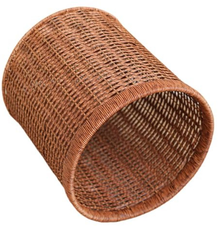 CHILDWEET Stylish Woven Waste Basket Imitation Rattan Garbage Can for Home Decor Bedroom Bathroom Trash Can