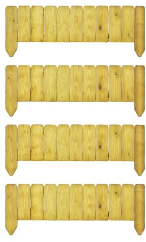 RANRHA Wooden Garden Border Edging – 1M Fixed Border Log Fence (Pack of 4) | Natural Wood Lawn & Flower Bed Divider | Weather-Resistant Outdoor Landscaping Border