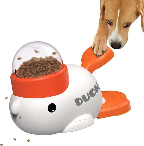 Starnearby 2-in-1 Dog Treat Dispenser Toy, Interactive Slow Duck Feeder Dog Food Puzzle Toy, Brain Stimulation Toys for Boredom Small & Medium Dogs Anti-Gulping for Fun Mealtime (White)
