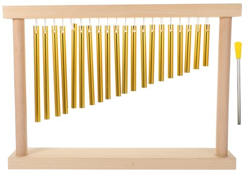 BESPORTBLE Wind Chime Musical Instruments Twenty-tone Teaching Wind Chimes Copper with Basswood Drumstick Base Golden Colour Smooth Burr-free Suitable for Children and Early Education