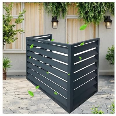 Housse de climatiseur d'extérieur en aluminium gris 100 cm pour cacher efficacement les unités de climatisation et les poubelles, design durable à trois côtés pour jardin et terrasse