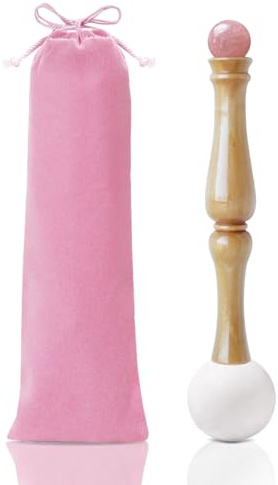 UPCEED Singing Bowl Mallet,Rubber Mallet Striker with Silicone Head and Wooden Handle and Crystal Sphere for Playing Quartz Crystal Singing Bowls(Pink)