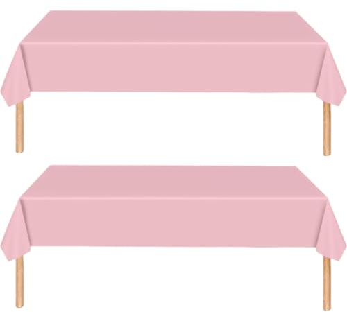 MOMAHUA 2 st rosa bordsdukar fest, festbordsdukar till födelsedag, 137 x 274 cm extra stor rektangel vattentät|oljesäker|lätt att rengöra bordsskydd, enfärgade festtillbehör bordsdekorationer