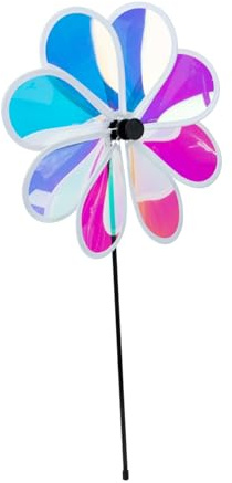SHINEOFI Moulin à Vent Effaroucheur D’Oiseaux Réfléchissant 30 Cm pour Extérieur Jardin Ferme Verger Étanche Huit Lames Colorées