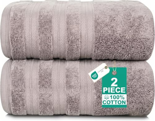 MELLUVA Large Bath Sheets | Set of 2 | 100% Turkish Cotton | Highly Absorbent 600GSM | Soft Plush Luxury Bath Towels | 90cm x 150cm | Quick Dry | Ash Grey