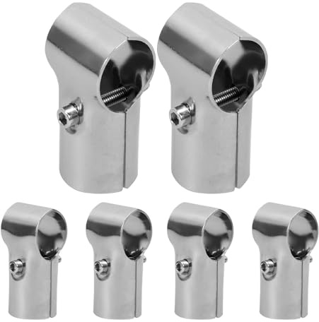 CALLARON Connettore a Morsetto a T 32Mm in Acciaio Inox 6 Pezzi, Giunto Angolare per Tubi, Morsetti per Rotaie Terminali, Indicato per Recinzioni a Maglie di Catena e Applicazioni Esterne