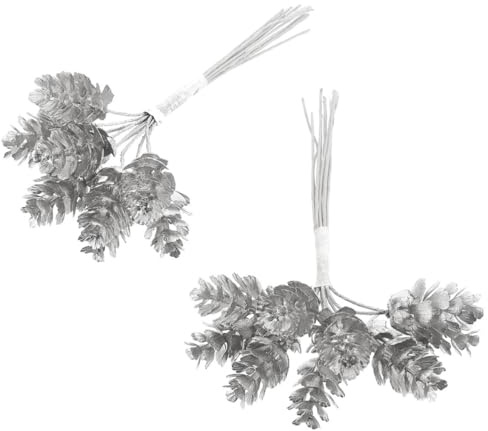 TEHAUX Rametti di Pino Leggeri e Resistenti 2 Pezzi per Decorazioni Natalizie in Plastica Argento per Ghirlande di Natale e Alberi Decorativi