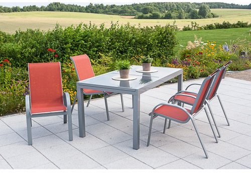 MERXX Gartenmöbel-Set Amalfi, silber/terracotta 5 tlg.