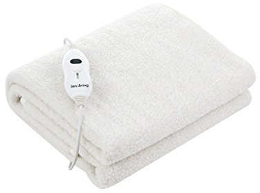 Innoliving Scaldaletto Elettrico, Coperta Elettrica Singola, Piazza e Mezza e Matrimoniale, Lana e Poliestere, Riscaldamento Rapido, Spegnimento Automatico, Lavabile (Lana Singolo INN-062)