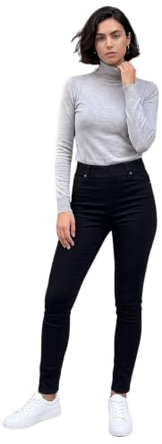 Roman Originals Jeggings for Women UK Jean Ladies Stretchy Trousers Denim Leggings High Waist Rise Pull On Skinny Straight Leg Cotton Pants Smart Casual - Black (31 inch) - Size 16