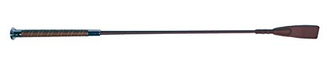 ARBO-INOX® - Springgerte - Kunstledergriff - 65cm - Weisse Nähte - silberner Knauf (Dunkelbraun)
