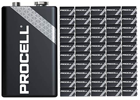 50 Pack - Duracell Procell 9V Batteries | 9 Volt Industrial Power Alkaline Battery | Home or Office Use | Car Air Freshener Promo Pack | Reliable Long Lasting Power