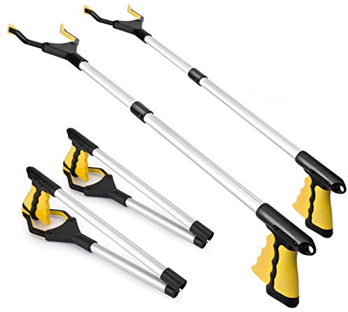 Lot de 2 ramasse-litière pliables de 81,3 cm pour personnes âgées, léger, extra long et pratique (jaune)