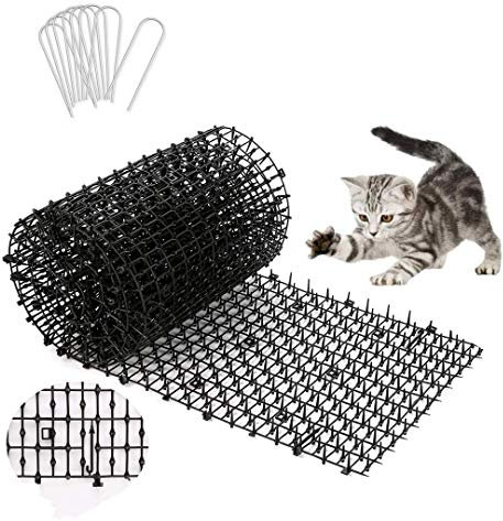 200 x 30 cm Dornengitter Gegen Katzen, WADEO Katzenabwehr Gitter, Tier-Barriere Katzenschreck, Anti-Katzen-Matte mit Spikes für Innen- und Außengärten, mit 16 Gartenheftklammern