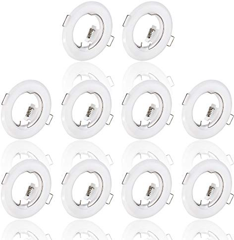 Maxkomfort 10x Einbaustrahler IP20 mit GU10 Fassung RUND weiß Einbauspot Einbauleuchte Rahmen Rostfrei Deckenspot Strahler Spot 803