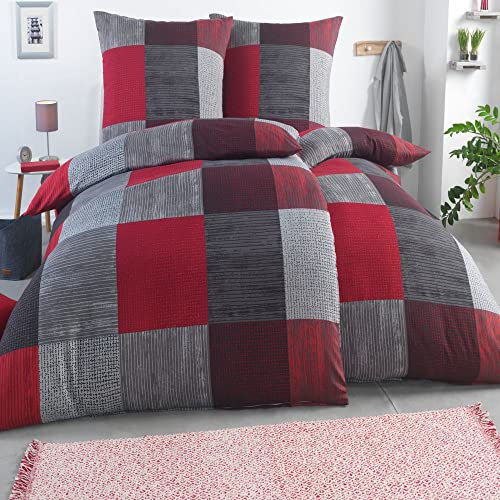 Kuscheli® Bettwäsche 135x200 4 teilig | ÖkoTex Zertifiziert & für Allergiker geeignet | Bettwäsche Set mit je 2 Bettbezügen 135 x 200 & Kissenbezügen 80x80 | modern & hochwertig, Farbe:D04