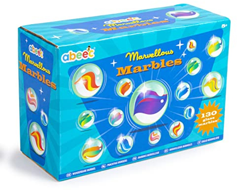 Abeec Marvellous Marbles - 130 Assorted Glass Marbles for Kids and Family Games