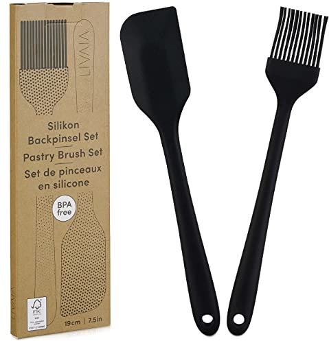 LIVAIA Silicone Brush and Spatula Set – 7in Silicone Baking Utensil Set
