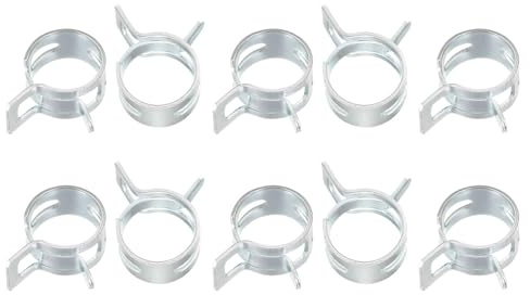 sourcing map 10pcs 12mm Spring Band Type Action Fuel/Silicone Vacuum Hose Pipe Clamp Low Pressure Air Clip Clamp, Zinc Plated