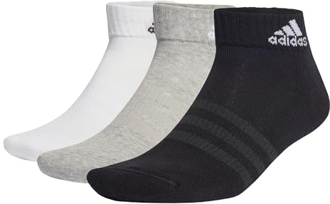 adidas Unisex - Vuxen Cushioned Sportswear Ankle Socks 6 Pairs, Medium Grey Heather/White/Black, 4.5-6
