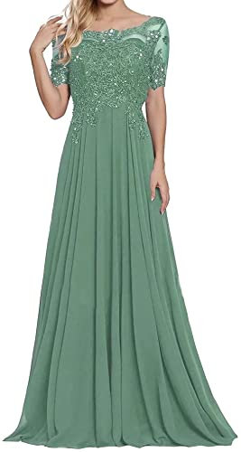 Sincemeet Damen Lange Mutter Der Braut Kleider Chiffon Perlen Spitzenkleid Brautjungfer Mit 1/45 Ärmeln Lang Formelle Abendkleid