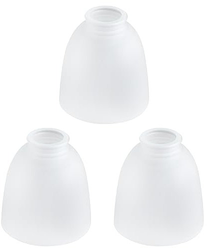 Eietonte 3 Pack White Frosted Glass Shade Replacements, Ceiling Fan Light Covers Glass Globes Lampshades for Chandelier, 4.92High, 4.72Diameter, 1.65 Fitter, Bell Shaped Glass Shades for Vanity