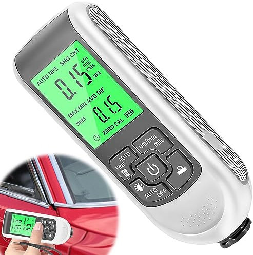 Schichtdickenmessgerät, Lackmessgerät mit Hintergrundbeleuchtung Digitale LCD Anzeige Automatischer Messbereich 0 bis 2000 um geeignet für die Dickenmessung von Beschichtungen und Farben