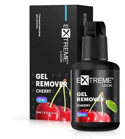 Glue Remover Gel Extension Ciglia | Remover Gel Ciglia Finte | Extreme Look -Cherry 15 ml | Rimozione della Colla per Ciglia | Rimozione Delicata delle Ciglia in 3-5 min | Utilizzo Economico