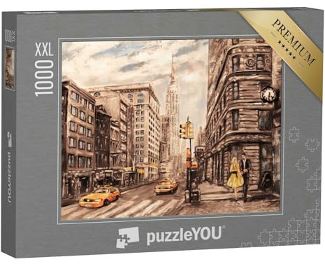 Puzzle 1000 Teile XXL „Ölgemälde: Straßenansicht von New York“ – aus der Puzzle-Kollektion Ölbilder, Kunst & Fantasy