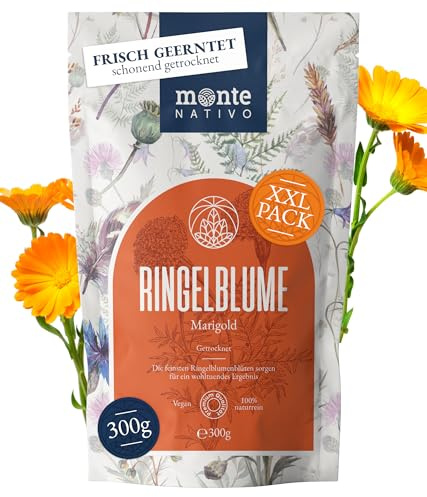 Fiori di Calendula Monte Nativo (300g) - Erbe aromatiche senza additivi - Infusi e tisane per la tazza di tè più deliziosa - Raccolte ed Essiccate Delicatamente - Tè alle erbe aromatico - Herbal Tea