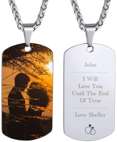 Collier photo personnalisé pour hommes et femmes, collier avec plaques d'identité personnalisées avec image/texte/icône, cadeau commémoratif personnalisé pour anniversaire, Noël, anniversaire
