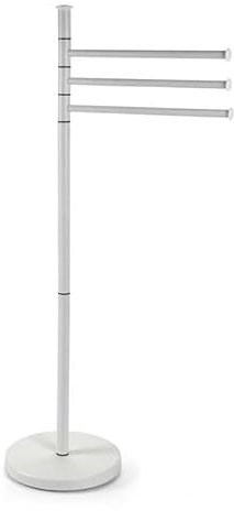 Maury's Piantana Portasciugamani Vari Colori, Struttura in Acciaio, Con Base Pesante, Dimensioni 20x83 cm (Bianco)