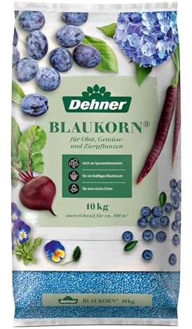 Dehner Blaukorn, hochwertiger Dünger für Gemüse / Zierpflanzen, organischer NPK-Dünger, chloridarm, erhöter Stickstoff-Anteil, 10 kg, für ca. 150 qm, bunt