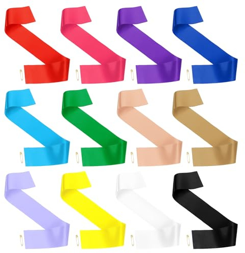 sourcing map Blank Satin Sash, 12 Pack Multicolor Blank Sash Plain Satin Sashes DIY Sash Accessory for Graduation Ceremonies, Birthday, Wedding