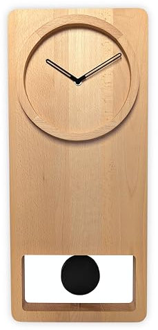 Natuhr Pendeluhr Moderna - Buche geölt Moderne Pendeluhr schwarzes Holzpendel (Funk-Pendeluhrwerk)