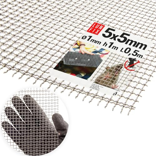 Rejilla de acero inoxidable, 5 x 5 mm, 1 x 0,5 m, 1 mm