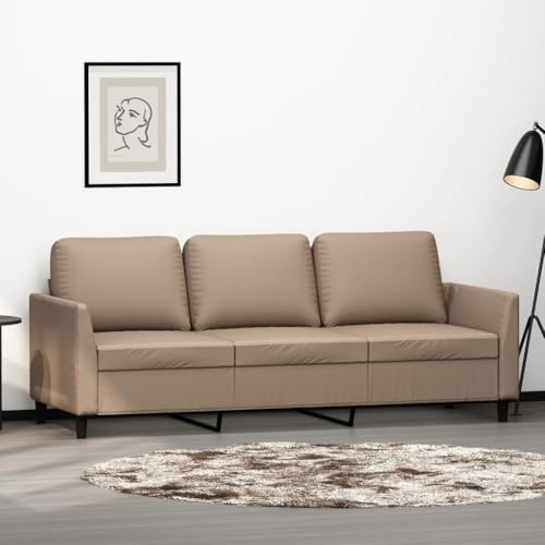 Willood 3-Sitzer-Sofa Loungesofa Couch mit Armlehnen Rückenkissen, Wohnzimmersofa Designsofa Metallgestell, Sitzmöbel Dreisitzer Cappuccino-Braun 180 cm Kunstleder