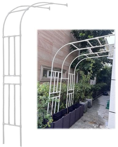 Rosenbogen aus Metall, für den Außenbereich, Pergola für Kletterrosen, Rasen, Hinterhof, Terrasse, Dekoration, halbseitiges Design, 60 cm, Weiß