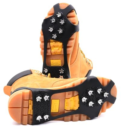 Winter Wise Ice Snow Grips 10-Stud Anti Slip Winter Ice Grippers Universal Slip-on Stretch Fit Snow & Ice Spikes Traction Cleats Crampons (Small - UK 2-5)