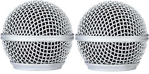 SM58 RK143G Replacement Grille for Shure ULXD24/SM58 Digital Handheld Wireless Microphone System 2-Pack, with Windscreen, Silver Color, 2 Pack