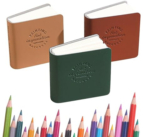 Moreeulsi Lot de 3 carnets de croquis aquarelle de 5 cm, couverture rigide, carnet de notes portable, petit livre aquarelle de voyage, carnet de croquis de poche pour peinture, dessin