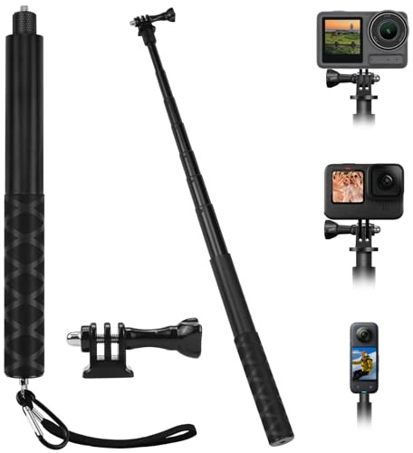 BHHTBB Kompatibel mit Insta 360 150cm Unsichtbarer Selfie Stick aus Kohlefaser, Extendable, Kompatibel für Insta360 X4/X3/ONE X2/RS, Kompatibel für DJI Osmo Action, Kompatibel für GoPro Hero